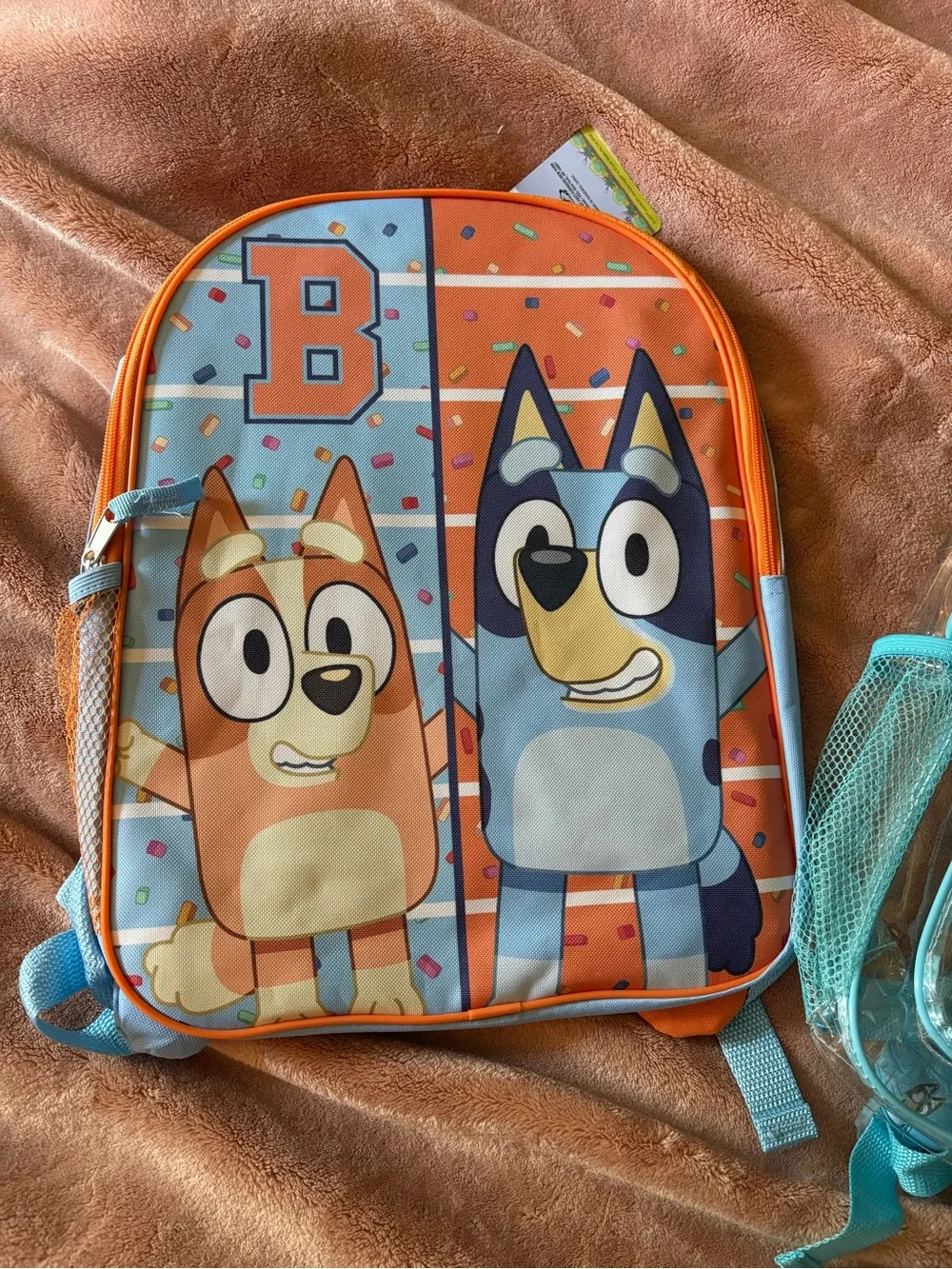 Bluey Kids Backpack Duo - Orange & Turquoise & Clear